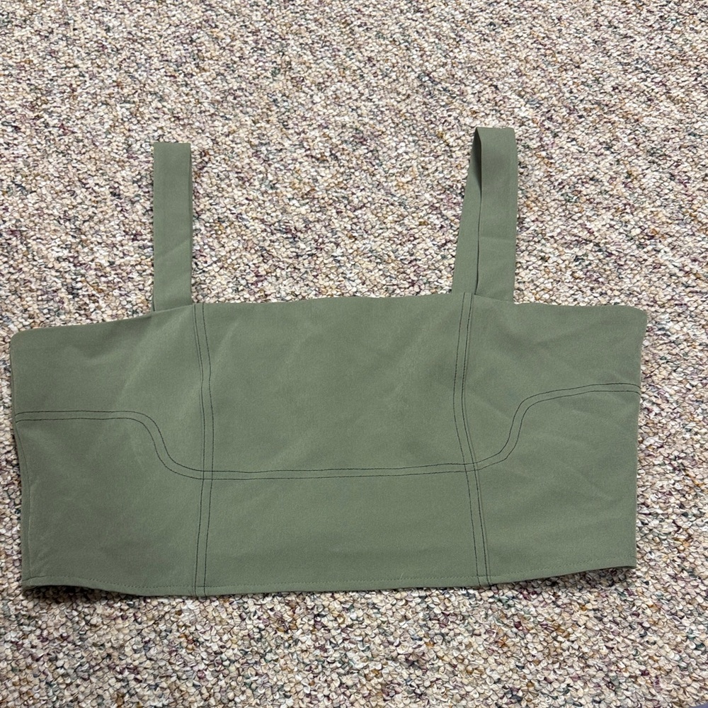 Green Cropped Tank Top